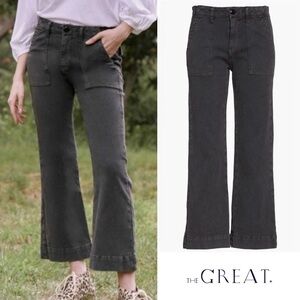 THE GREAT Army Mariner Cropped Corduroy Pants Washed Black Gray 27 EUC